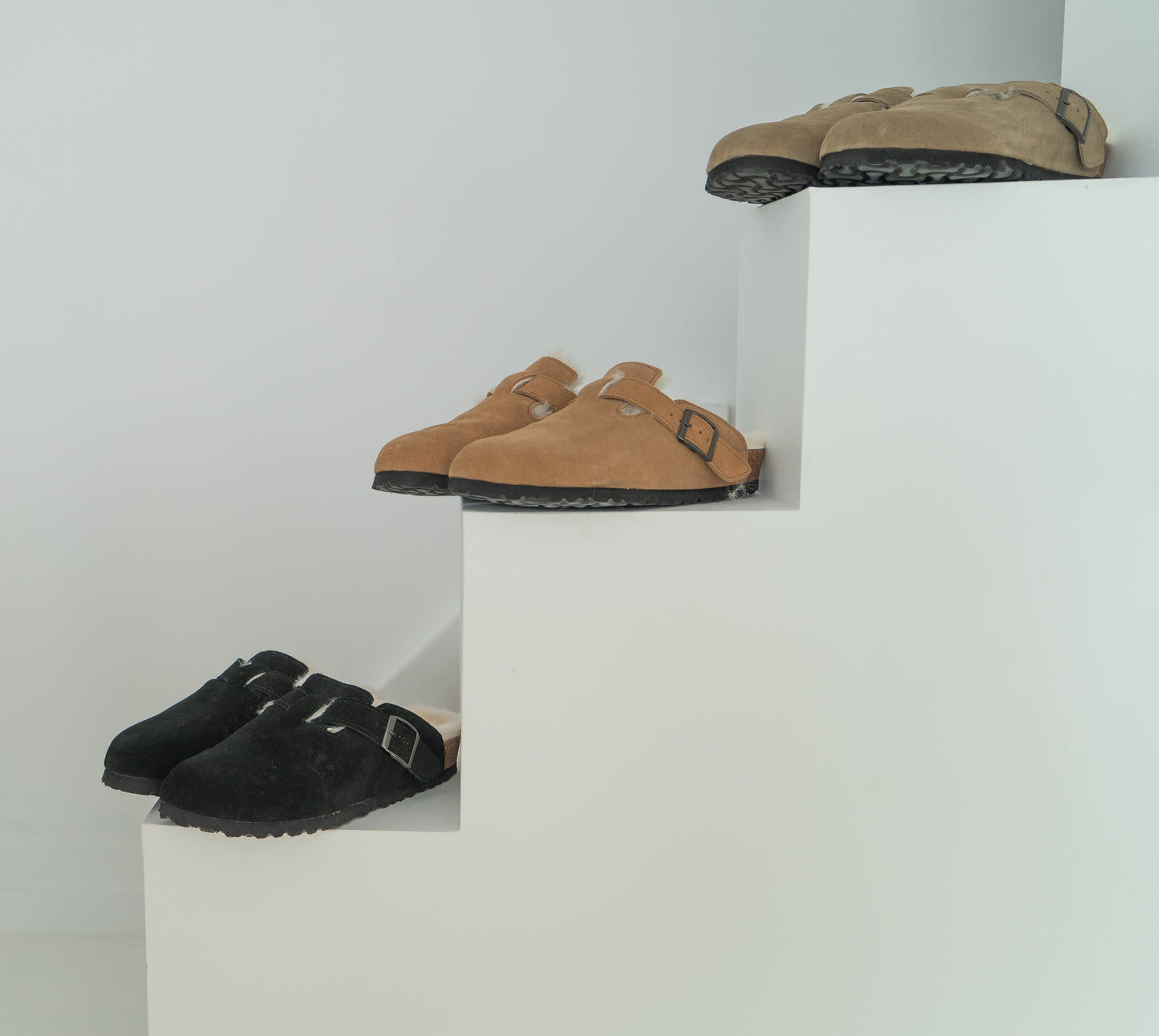 Clog Suede Leather/Sheepskin - Walnut Brown