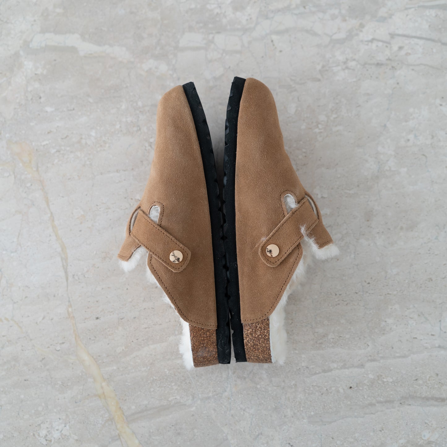 Clog Suede Leather/Sheepskin - Walnut Brown