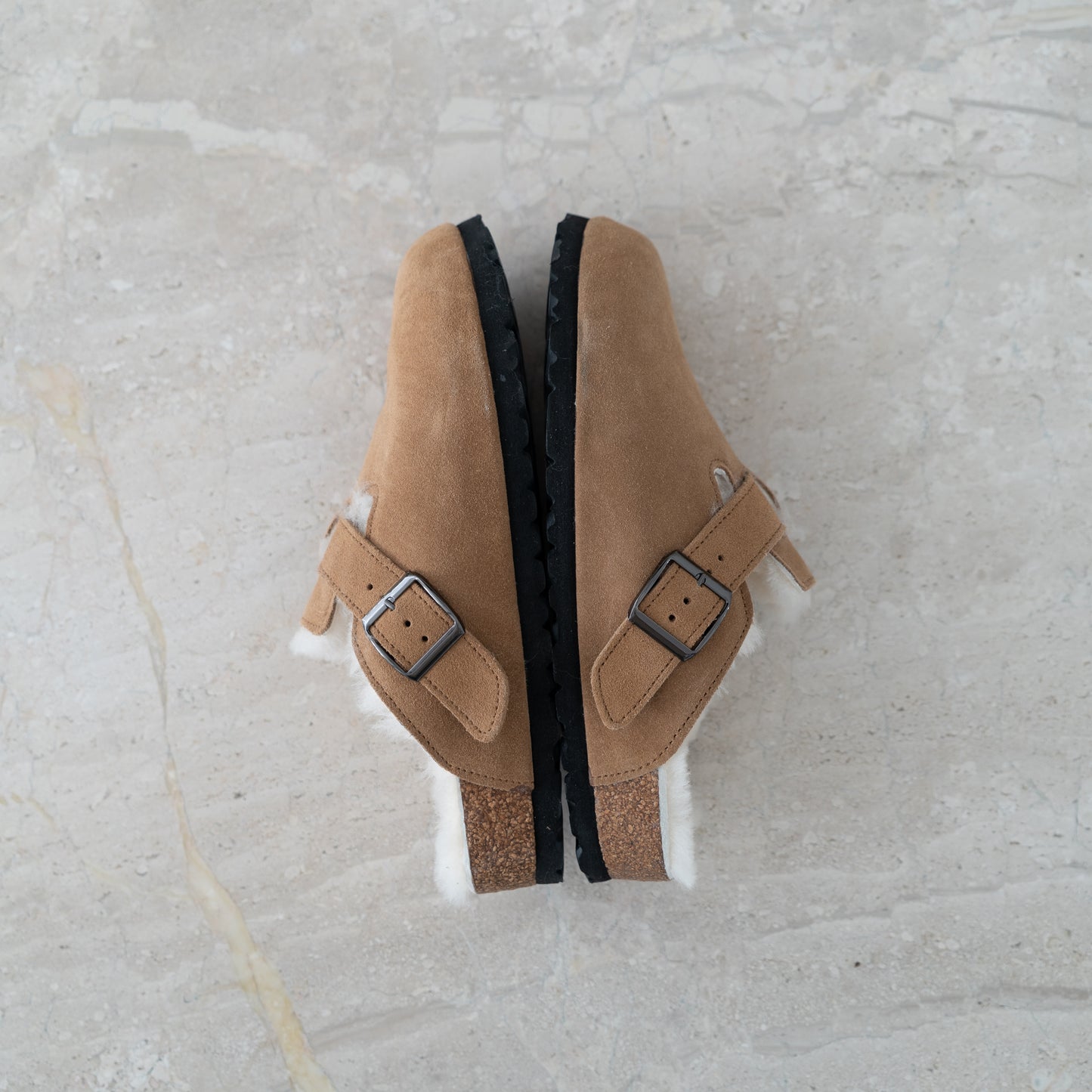 Clog Suede Leather/Sheepskin - Walnut Brown