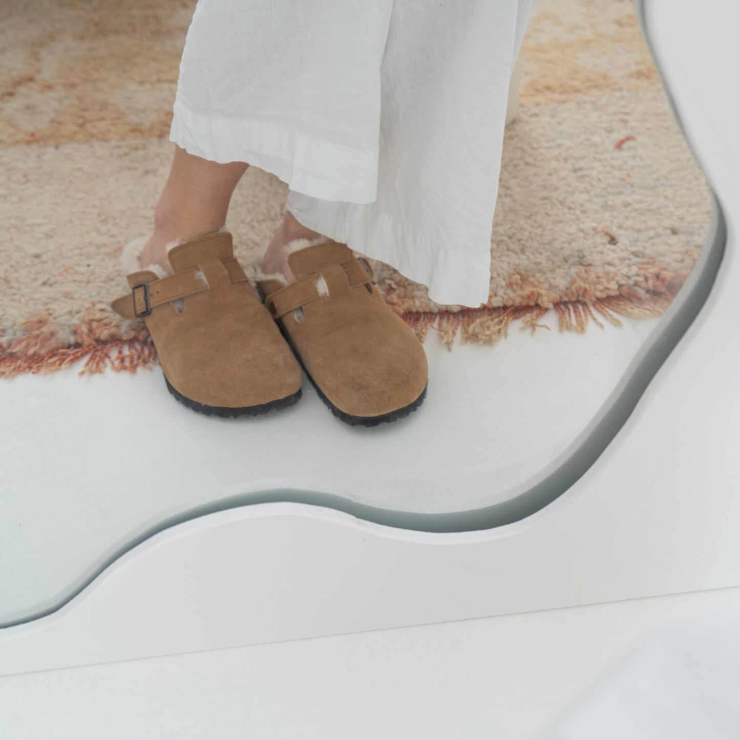 Clog Suede Leather/Sheepskin - Walnut Brown