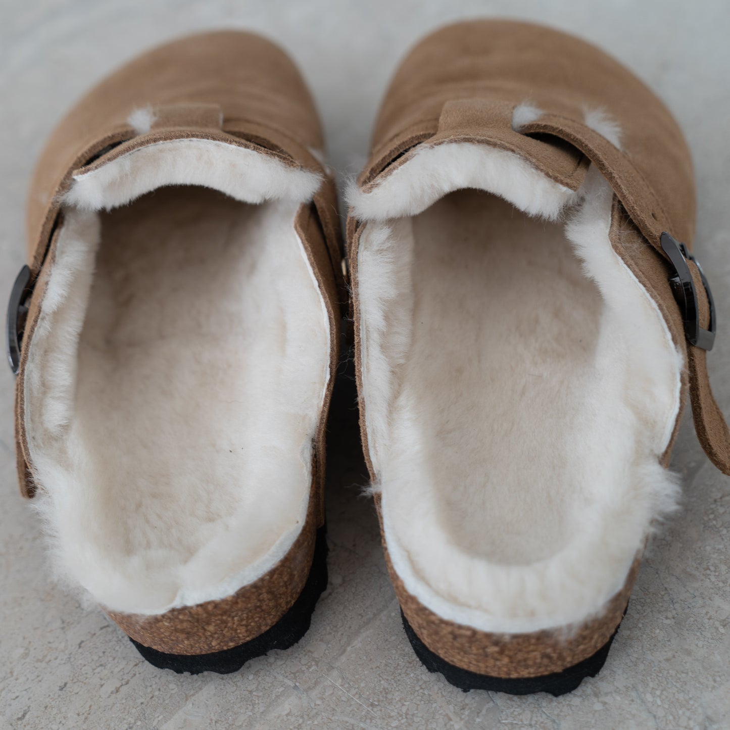 Clog Suede Leather/Sheepskin - Walnut Brown